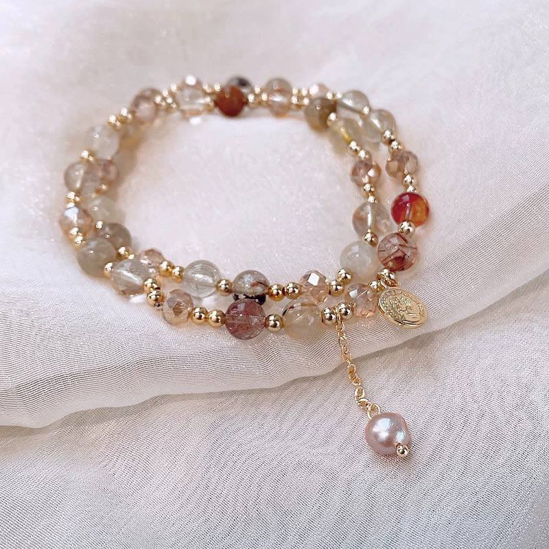 Double-Layer Smoky Quartz Beaded Bracelet – Minimal Handcrafted Style